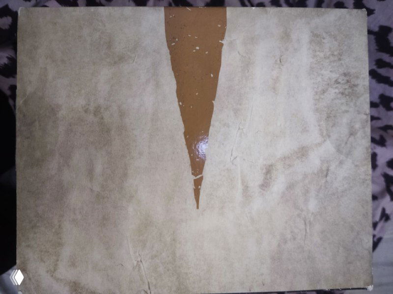 Дно коробки или внутренняя часть упаковки Quake Champions Scalebearer Edition с видимым золотым рисунком и следами хранения — общий вид поверхности упаковки.