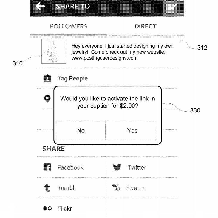 Патент Instagram (2016): $2 за активацию ссылки