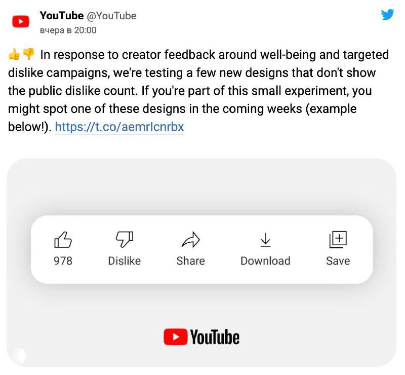 YouTube скрывает счётчик дизлайков — тест