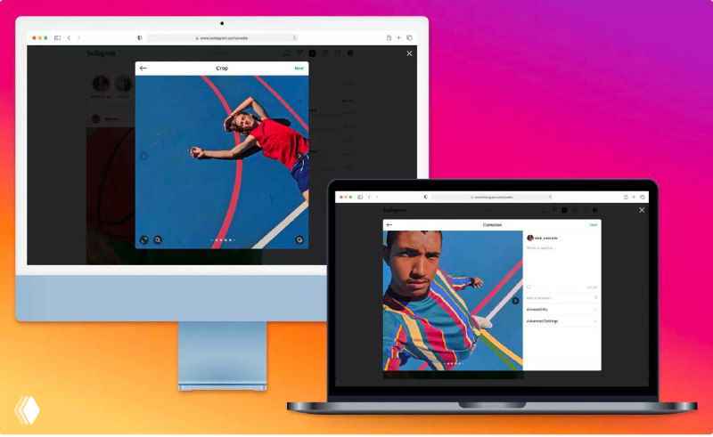 Скриншот веб-версии Instagram на десктопе: изображение в открытой карточке, панель правой колонки и элементы публикации с рабочего стола.