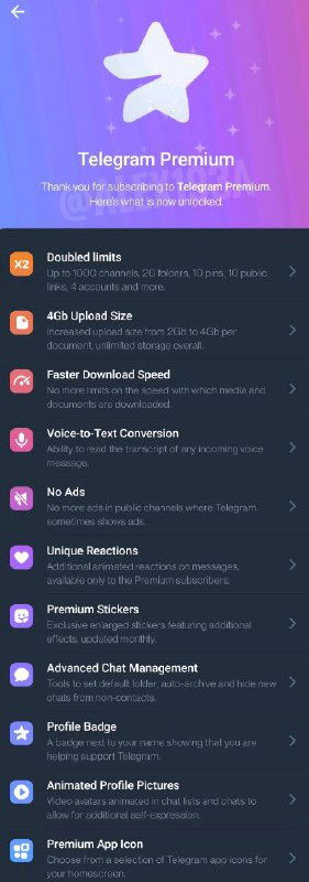 Полный список фич для премиум-подписки в Telegram