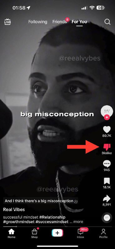 TikTok тестирует кнопку дизлайка