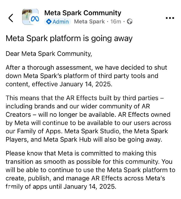 Meta закрывает Spark — исчезают AR‑маски в Stories