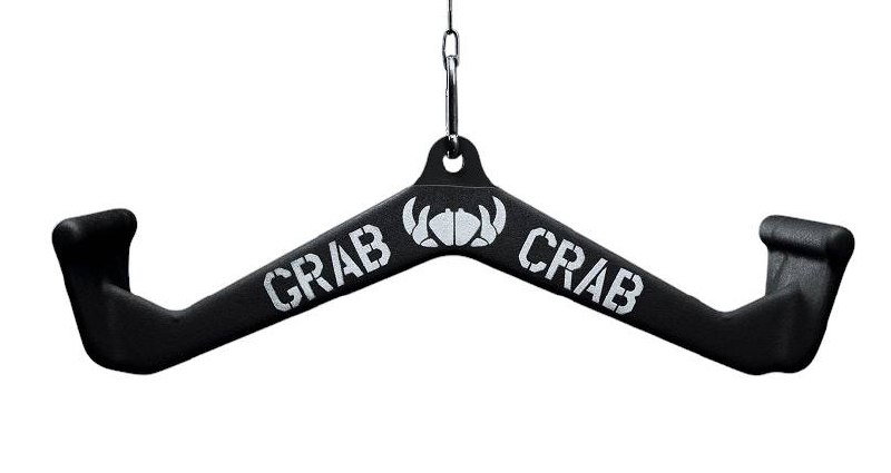 Широкая рукоятка с параллельными хватами и надписью GRAB CRAB, конструкция для естественной траектории и снижения нагрузки на запястья.