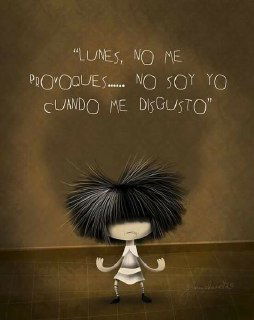Художественный тёмный мем с фразой «LUNES, NO ME PROVOQUES... NO SOY YO CUANDO ME DISGUSTO» — визуализация эмоции раздражения и отвращения.