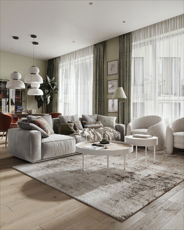 Гармония пространства: зона гостиной в ЖК Брусника