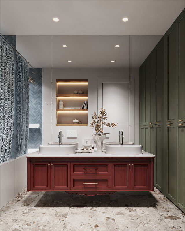 Зеркальная стена в ванной