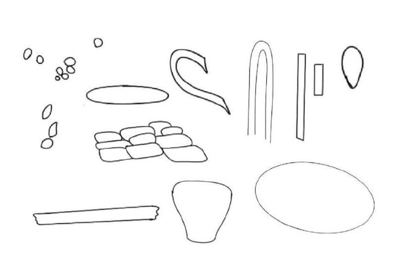 Эскизы и схематические наброски форм мебели и декоративных элементов, используемые при проработке концепции и планировочных решений проекта.