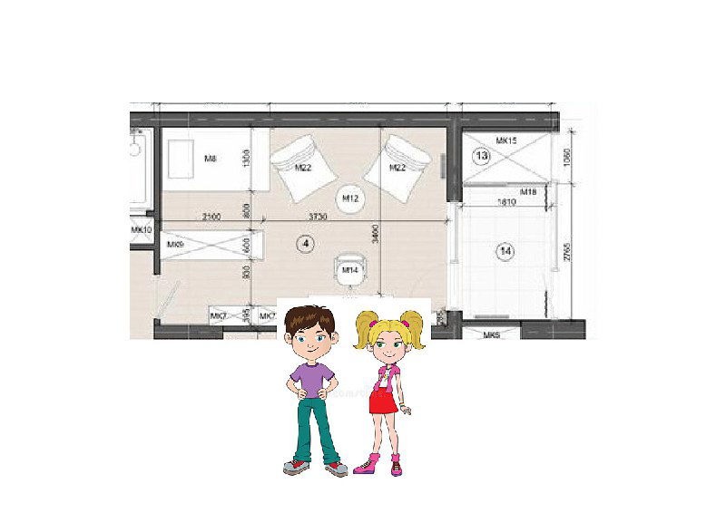 ЗАДАЧА: две зоны в комнате для разнополых детей