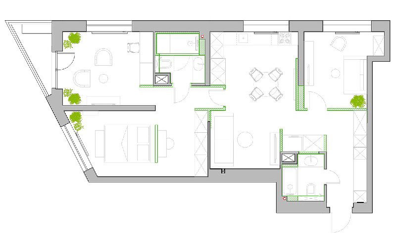 Планировка ДО/ПОСЛЕ — проект "Северное сияние"