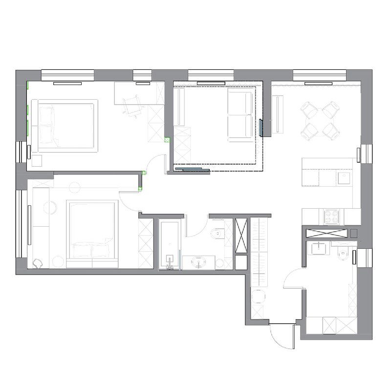 Планировка проекта: квартира для студентов в ЖК «Татлин»