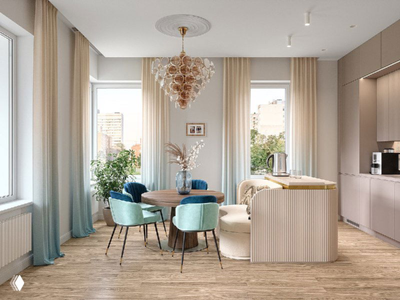 Кухня-гостиная в проекте ЖК Александровский сад