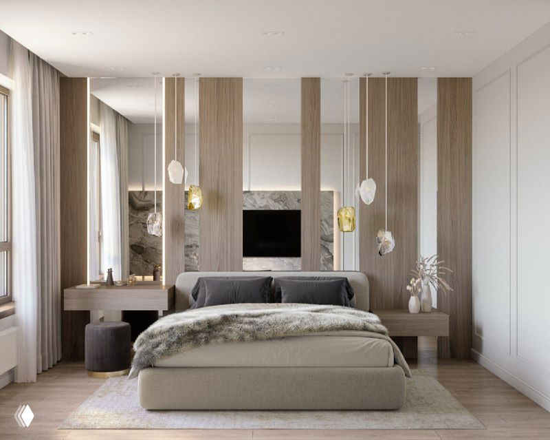 Лаконичная мастер-спальня в проекте «Градиз — кофе в горах»