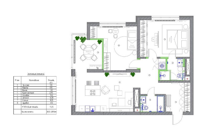 Планировка нашего нового проекта для семьи из трех человек