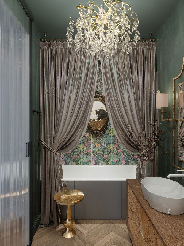 Тенистый сад: ванная в проекте «Летний сад»