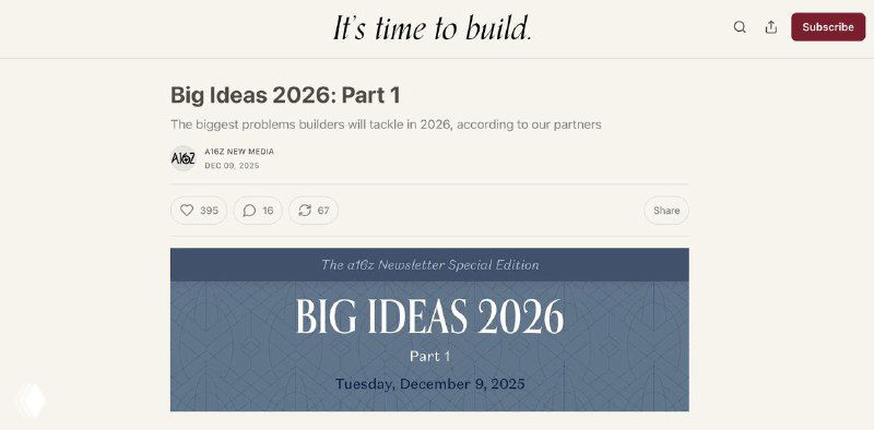 Big Ideas 2026 от a16z: чего ждать нам?