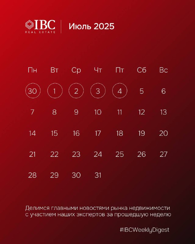 Главные новости рынка недвижимости | IBC Weekly Digest