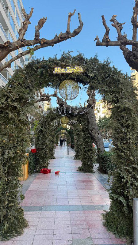 Новогодняя улица dr Mustafa Enver bey в Измире