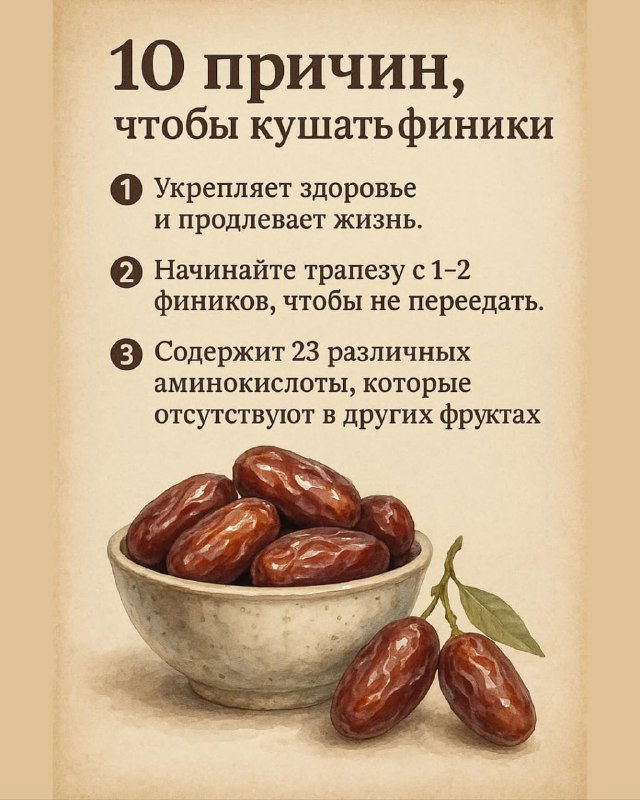 Вы никогда не задумывались почему надо кушать финики?