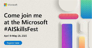 Обложка анонса Microsoft AI Skills Fest: красочный промо-баннер с приглашением на бесплатные русскоязычные курсы по нейросетям и указанием дат.
