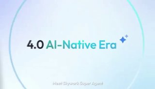 Промо‑изображение Skywork с надписью «4.0 AI‑Native Era»: светлый минималистичный фон, фирменная графика и текст, отражающие выпуск ИИ‑суперагента.