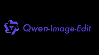 Логотип Qwen Image Edit на тёмном фоне: фиолетовый символ и надпись «Qwen-Image-Edit», иллюстрация нейрофотошопа