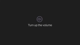 Темный экран с надписью «Turn up the volume», иконкой звука и маленьким логотипом в углу; иллюстрация для анонса Stable Audio 2.5.