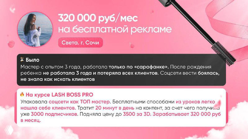 Кейсы: мастера — доход 320000–360000 руб.