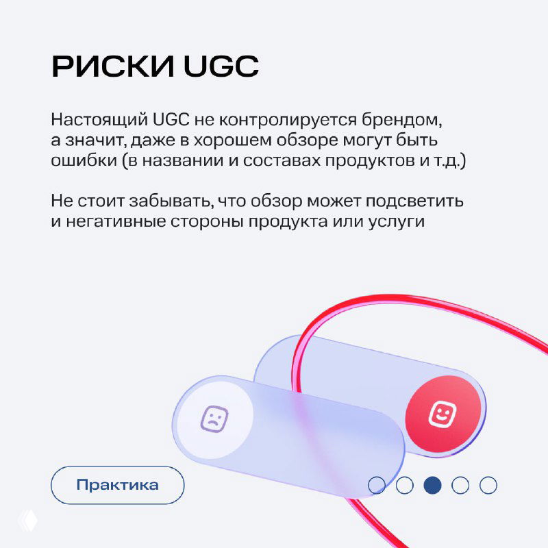 Слайд «Риски UGC»: предупреждение о том, что пользовательский контент не контролируется брендом и может содержать ошибки или негативные отзывы