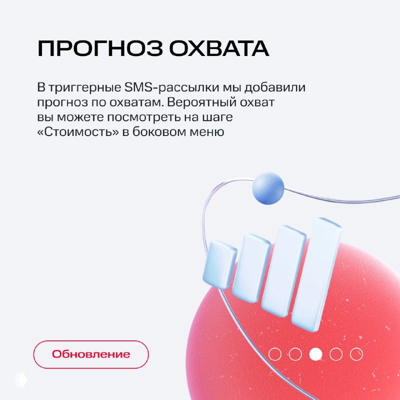 Слайд «Прогноз охвата»: графическая иллюстрация прогноза охвата в триггерных SMS‑рассылках и указание места просмотра прогноза.