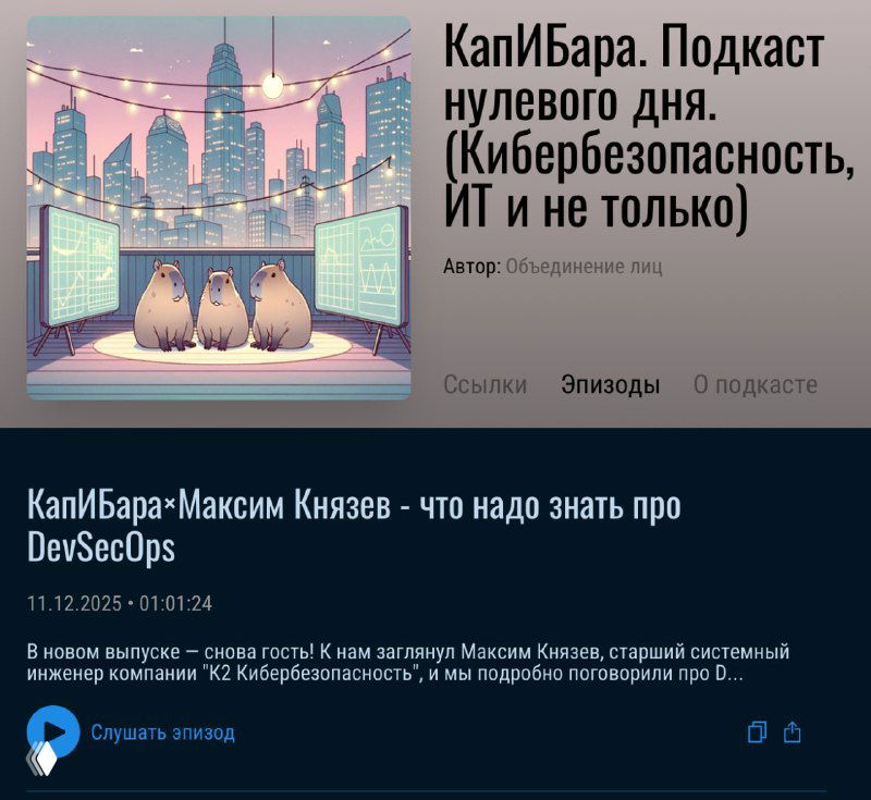 Участие в подкасте «КапИБара»: выпуск про DevSecOps