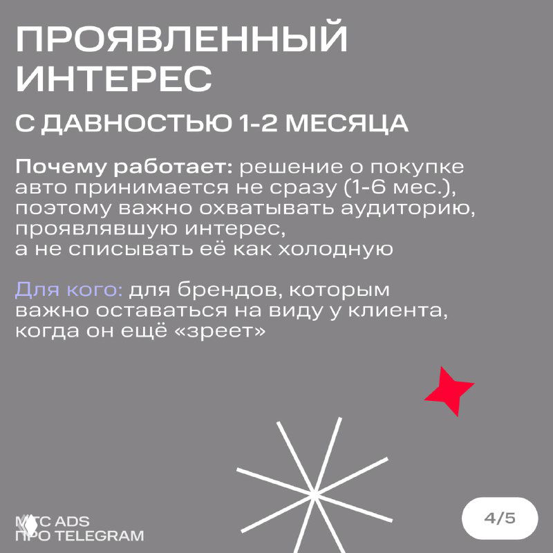 Слайд о проявленном интересе с давностью 1–2 месяца: рекомендации по охвату аудитории и удержанию внимания клиента.