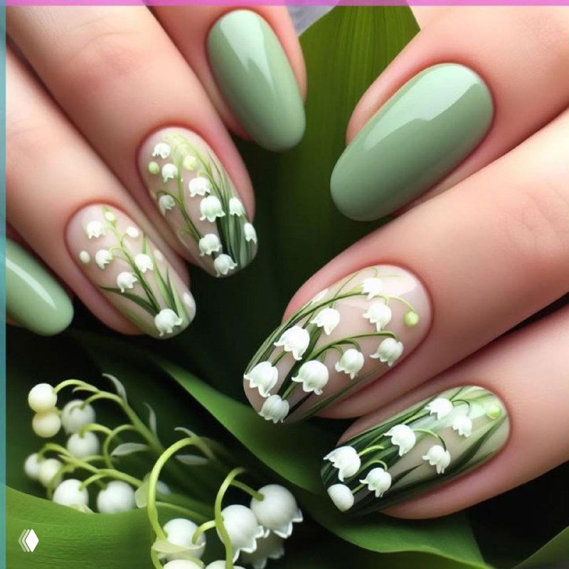 Маникюр с ландышами — весенний дизайн