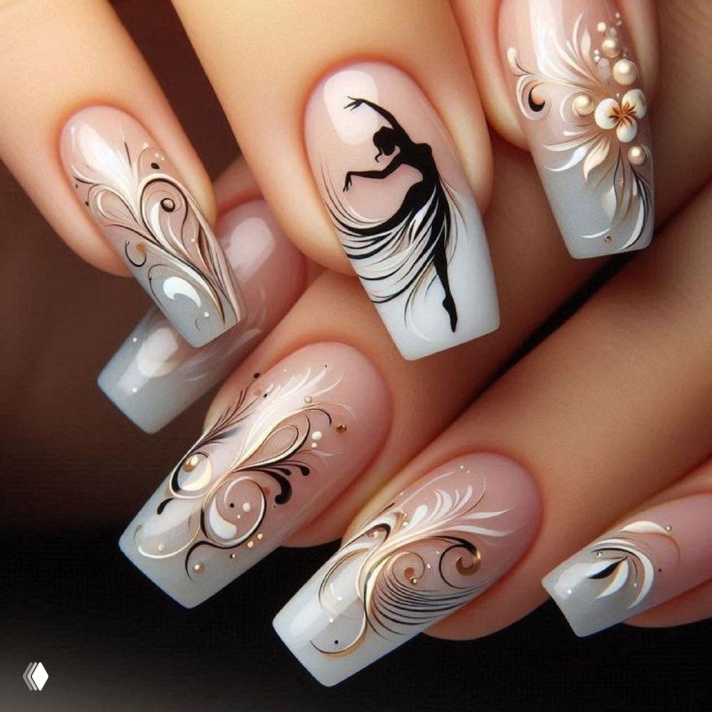 Танец на кончиках пальцев — дизайн с балериной