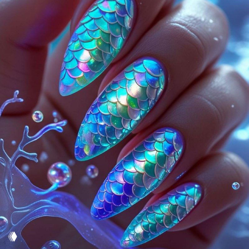 Голографическая чешуя: идея для маникюра