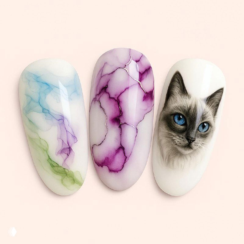 Акварель на ногтях: 3 техники и ценообразование