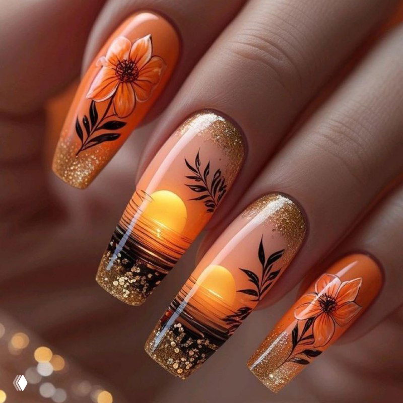 Маникюр с закатом: летнее настроение в дизайне