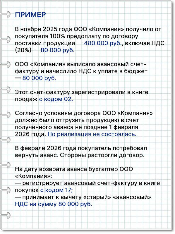 СИТУАЦИЯ №1 — возврат предоплаты 2025-2026