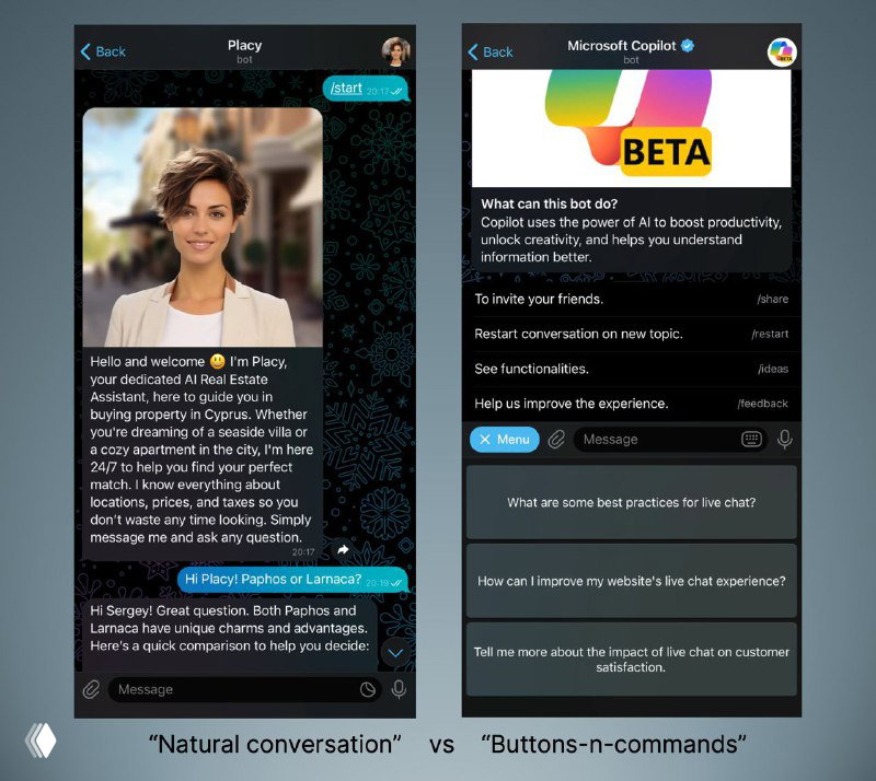 Natural conversation vs buttons-n-commands