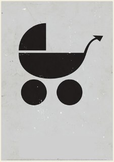 Чёрно‑белая пиктограмма: разделённый знак туалета с уменьшённой женской фигурой и увеличенным мужским силуэтом, минималистичная стилизация, отсылка к «Лолите».