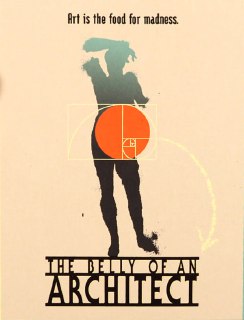 Постер с силуэтом фигуры и графической спиралью, элементами золотого сечения — композиция отсылает к идеям визуальной красоты и телесности в фильме.