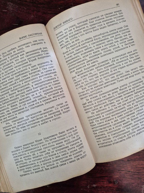 Крупный план развернутых страниц книги: печатный текст на русском языке, пожелтение и потемнения бумаги, видны следы длительного хранения и чтения.