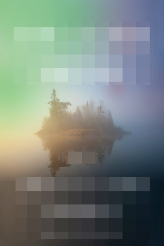 Туманная обложка с парящим островом и соснами, пастельные тона и мягкие переходы создают атмосферу уединённого путешествия и меланхолии.