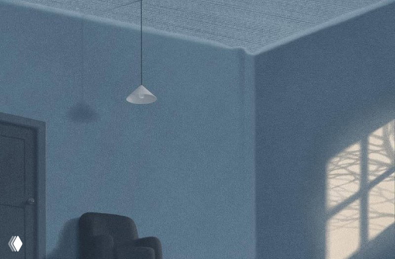 Иллюстрация: интерьер с лампой и креслом, крупная книга на столе и мягкий свет, создаёт спокойную атмосферу чтения дома