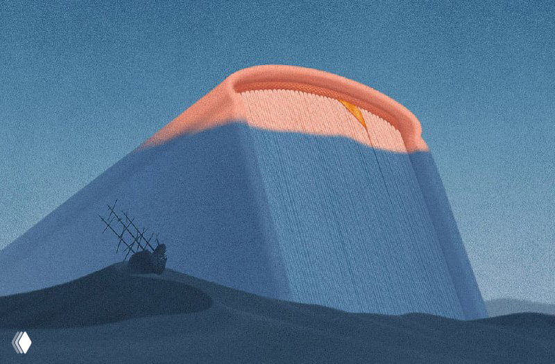 Иллюстрация: гигантская книга на фоне пейзажа в тёплых тонах — метафора масштаба литературы и её влияния на общество