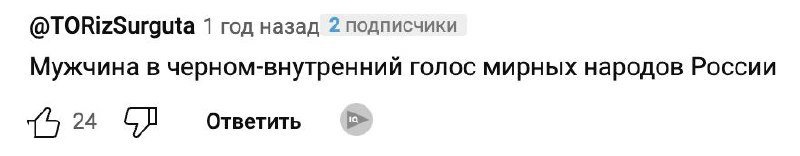 Скриншот комментария: пользователь утверждает про «внутренний голос мирных народов», видны кнопки лайка и ответы к комментарию.