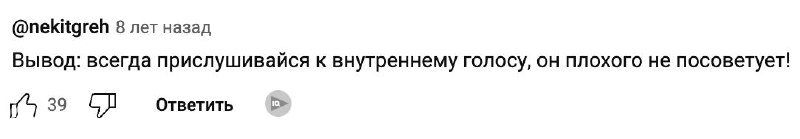 Скриншот комментария с выводом «всегда прислушивайся к внутреннему голосу», пример аналитического, но потенциально ксенофобского суждения.