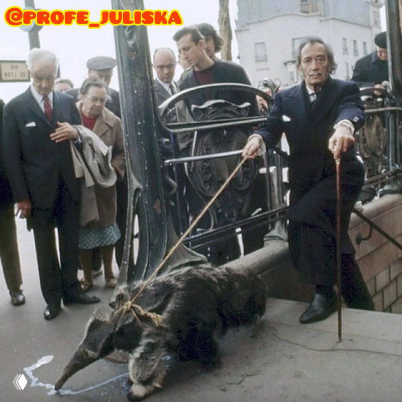 Сальвадор Дали с муравьедом в Париже (1965)