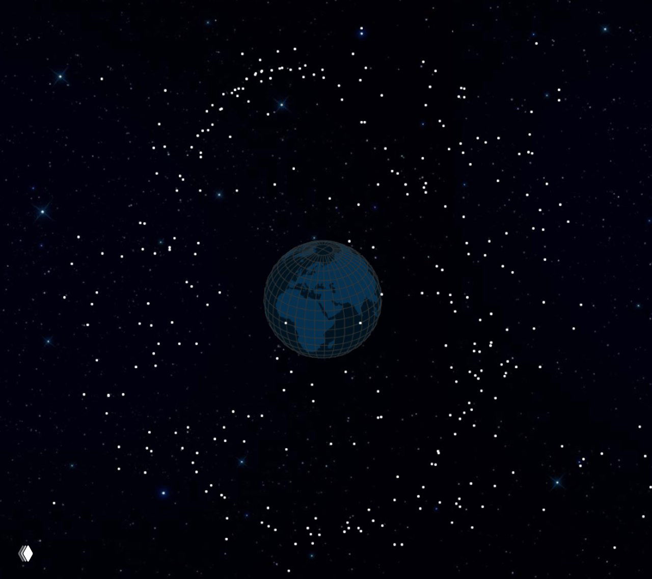 Карта околоземных спутников GPS, OneWeb и Starlink