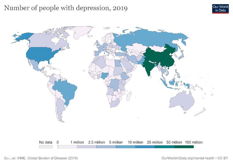 Депрессия в странах мира, 2019